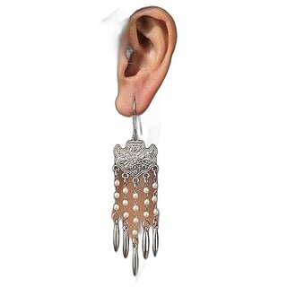 LOOK AND ADORN German Silver Dangle Pearl Earring, White and Silver, Handmade - Earrings | Buy online on ZillyBuy