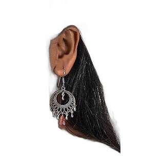 LOOK AND ADORN Oxidised Silver Handmade Designer Sandstone Droplet Earring - Earrings | Buy online on ZillyBuy