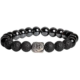 LOOK AND ADORN - HANDMADE WITH LOVE Obsidian Hematite Lava Bracelet - Bangles & Bracelets | Buy online on ZillyBuy