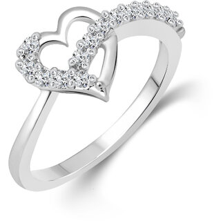 Vighnaharta Valentines (CZ) Silver and Rhodium Plated Ring - VFJ1076FRR white IND-5