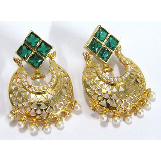 Green Stone White Drop Earring - Earrings | Buy online on ZillyBuy