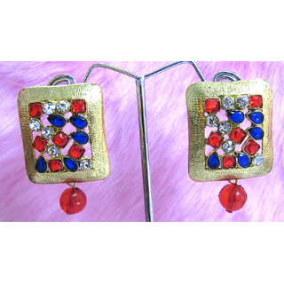 Pink and Red Stone Kundan Earring - Earrings | Buy online on ZillyBuy