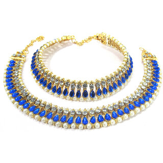 Dark Blue Tilak Kundan Anklet - Anklets | Buy online on ZillyBuy