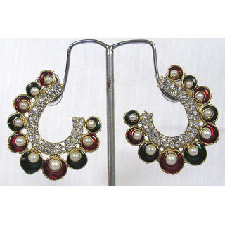 Fancy Maroon and green pearl stone earring - Earrings | Buy online on ZillyBuy