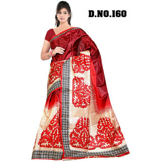 SVB Sarees Red Cotton Block Print Saree Without Blouse - Sarees | Buy online on ZillyBuy