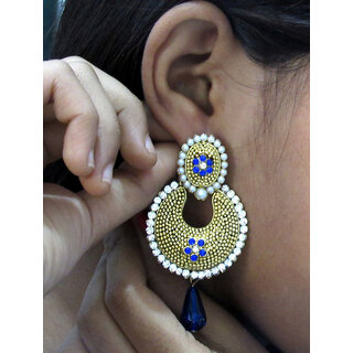 Golden ball stone blue drop  earring - Earrings | Buy online on ZillyBuy