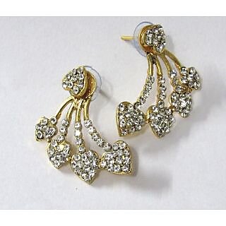 Golden Heart Shape Stone Kaan Earring - Earrings | Buy online on ZillyBuy