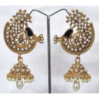 Pearl Peacock Jhumka Earring - Earrings | Buy online on ZillyBuy