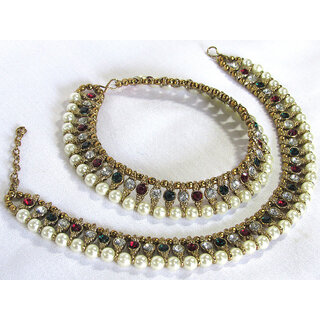Golden and Pearl Multi Color Anklet - Anklets | Buy online on ZillyBuy