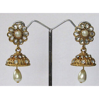 White Drop Flower Jhumka Earring - Earrings | Buy online on ZillyBuy