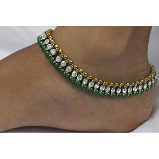 Green Pearl Golden White Stone anklet - Anklets | Buy online on ZillyBuy