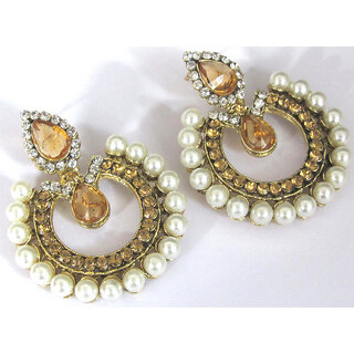 Yellow tilak polki earrings - Earrings | Buy online on ZillyBuy