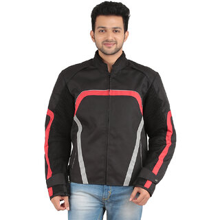Cascara Full Sleeve solid Black with Red Men's Biker Jackets - Jackets & Coats | Buy online on ZillyBuy