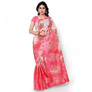 Svb Sarees Pink Block Print Bhagalpuri Silk Saree Without Blouse - Sarees | Buy online on ZillyBuy