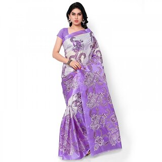 SVB Multicolor Art Silk Block Print Saree Without Blouse - Sarees | Buy online on ZillyBuy