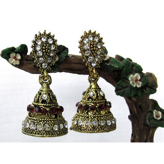 Zakaas White and Maroon stone earring - Earrings | Buy online on ZillyBuy