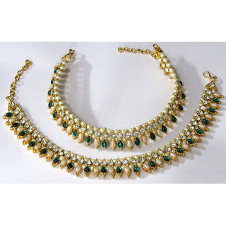Green Tilak pearl anklet - Anklets | Buy online on ZillyBuy