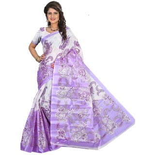SVB Purple Cotton Printed Saree Without Blouse - Sarees | Buy online on ZillyBuy