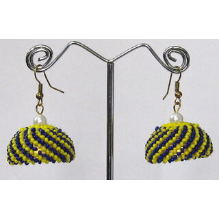 Yellow and Blue Pearl Jhumki Earring - Earrings | Buy online on ZillyBuy