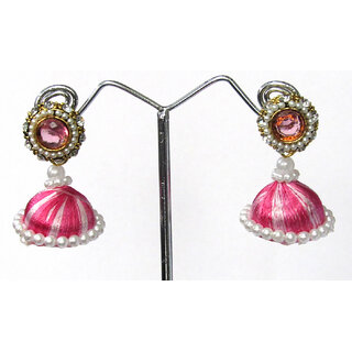 Pink Thread Pearl Small Umbrella Earring - Earrings | Buy online on ZillyBuy