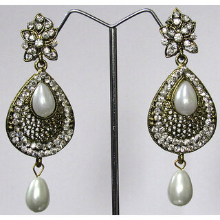 White Drop Stone Tilak Pearl Earring - Earrings | Buy online on ZillyBuy