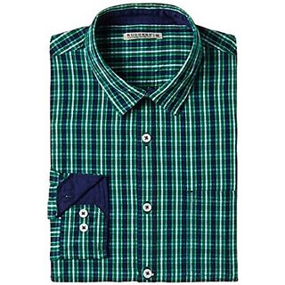 Ruggers cotton Mens Formal Shirt cark green
