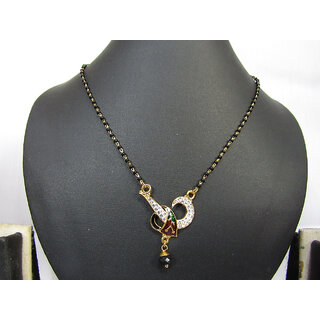 Maroon green White stone mangalsutra necklace