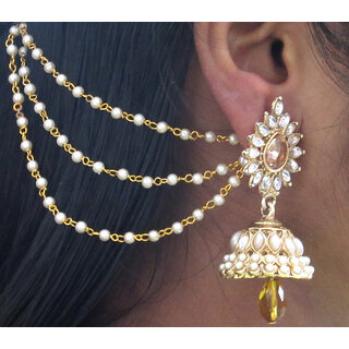Shree Mauli Creation Gold Plated Yellow Alloy Jhumkis For Womens - Earrings | Buy online on ZillyBuy