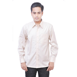 Cotton Cream Plain Formal Shirt By Blue Buton