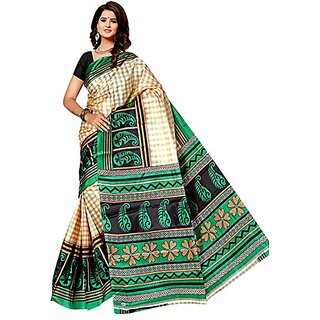 Svb Purple Taffeta Paper Silk Block Print Saree Without Blouse - Sarees | Buy online on ZillyBuy