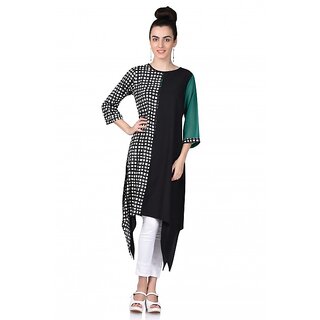SUONI Crepe Green Black kurti for women - Kurtas & Kurta Sets | Buy online on ZillyBuy