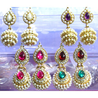Set of 4 Jhumka Earrings - Earrings | Buy online on ZillyBuy