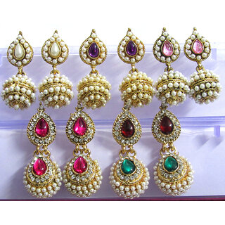 Set of 5 Jhumka Earrings - Earrings | Buy online on ZillyBuy