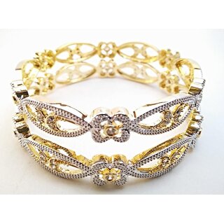 Glitz Branded Gold Plated AD Stone Bangles. Set of 2. D No- 1056 - Bangles & Bracelets | Buy online on ZillyBuy