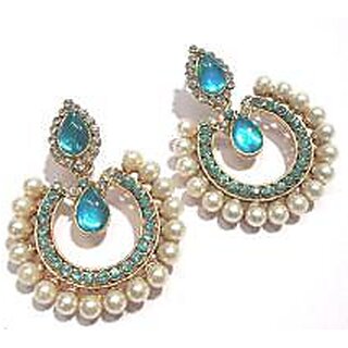 Sky Blue Tilak Polki Earrings - Earrings | Buy online on ZillyBuy