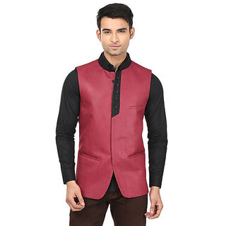 QDesigns Red Plain Slim Nehru Jacket for Men - Jackets & Coats | Buy online on ZillyBuy