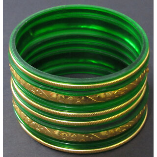Green and golden Bangle set - Bangles & Bracelets | Buy online on ZillyBuy