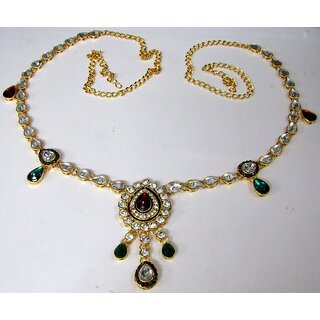 Maroon Green Tilak Pendant Waist Belt