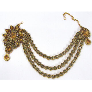 Golden Meenakari  1 Side Maang Tikka - Jewellery Sets | Buy online on ZillyBuy