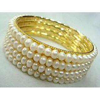 Pearl Golden Bangles set of 4 - Bangles & Bracelets | Buy online on ZillyBuy