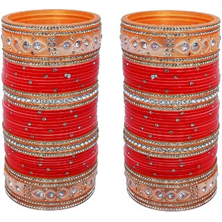 Maroon Bridal Punjabi Choora, Wedding Chudas - Bangles & Bracelets | Buy online on ZillyBuy