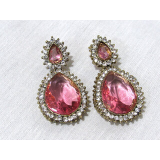 Pearl Stone Drop Pink Earring - Earrings | Buy online on ZillyBuy