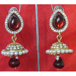 Maroon drop wonderful tilak  jumka earring - Earrings | Buy online on ZillyBuy
