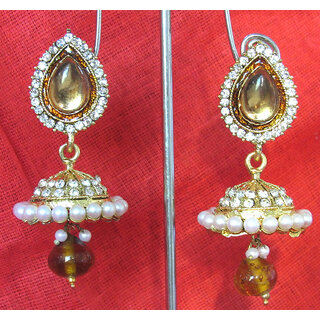 Yellow drop wonderful tilak jumka earring - Earrings | Buy online on ZillyBuy