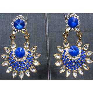 Dark blue sun white kundan earring - Earrings | Buy online on ZillyBuy