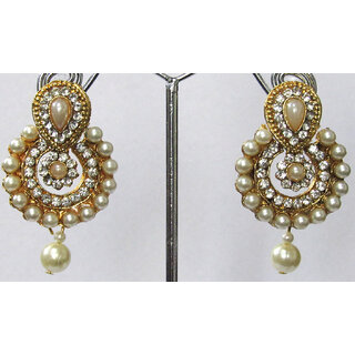 White pearl polki small earrings - Earrings | Buy online on ZillyBuy