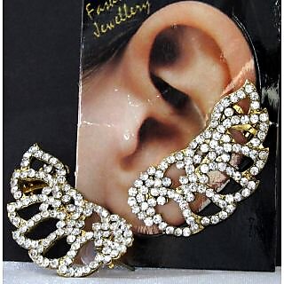 Leaf White Stone Ear-Cuff Earring - Earrings | Buy online on ZillyBuy