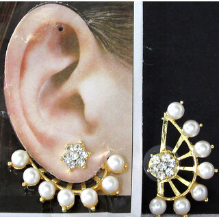 White Pearl Flower Stone Ear - Cuff Earring - Earrings | Buy online on ZillyBuy