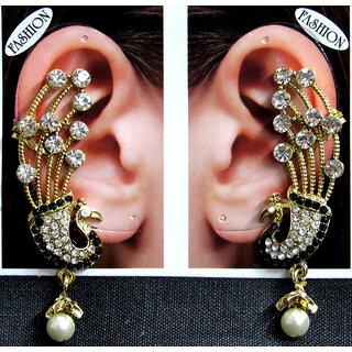 Green Drop Jhumka Stone Peacock Earring - Earrings | Buy online on ZillyBuy