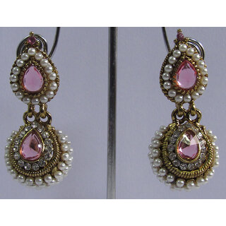 Pink pearl jhumka earring - Earrings | Buy online on ZillyBuy